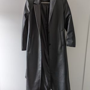 Faux Leather Trench Coat